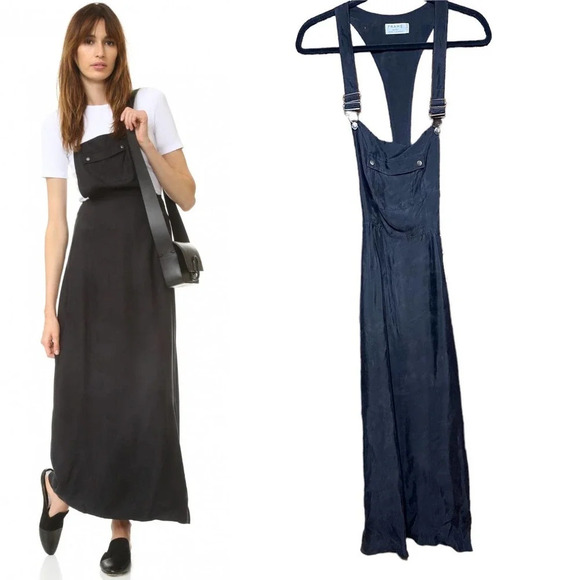 Frame Denim Dresses & Skirts - FRAME Le Cupro Overall Maxi Dress Noir Black Size Small